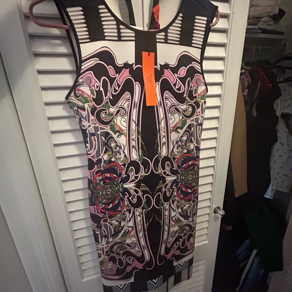 Clover Canyon Black and Pink Bodycon Mini Dress